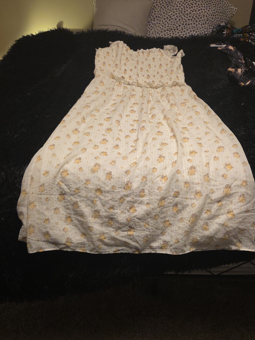 American Eagle Cream Dress with Yellow Floral Accents